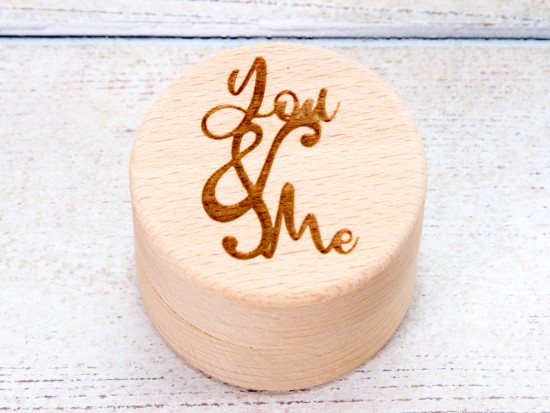 Round Ring Box engraved 'You & Me' Round Ring Box engraved 'You & Me'